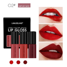 Load image into Gallery viewer, Hot 3 pcs Matte Lipstick Fashion Makeup Long-Lasting Liquid Lip Makeup Lipstick Easy To Wear Nude Red Lip Gloss Cosmetic